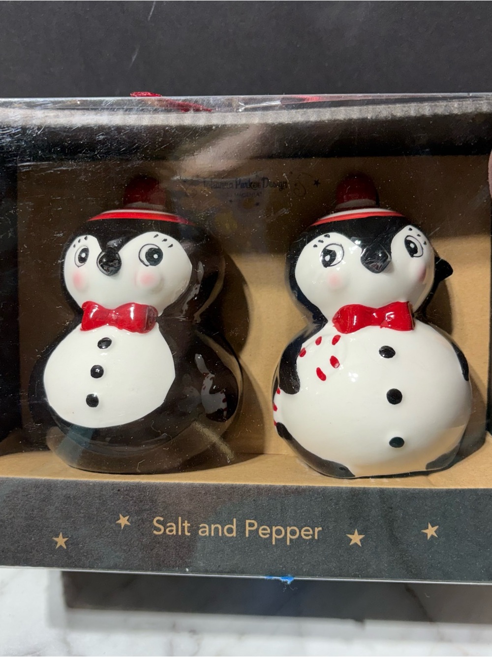 Magenta Penguin Salt & Pepper Shakers - Black, White & Red